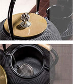 tetsubin Cast iron tea kettle japanese workshop teapot hobnail pattern with Stainless Steel Infuser（27oz Black） - Image 4