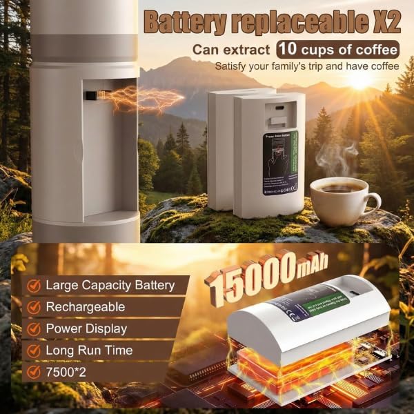 Portable Coffee Maker KF-JN-03 with Digital Display & 20 BAR Pressure – Hot & Cold Brew, Compatible with Coffee Grounds and Capsules, Compact Single-Serve Design with Transparent Cup & 60ml Tank - Image 3