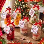 Vesici 6 Set Christmas Glasses Cups 16 oz Xmas Drink Cup with Lid Straw and Stopper Can Shaped Beer Tumbler Xmas Appreciation Gifts with Cards and Bow for Women Birthday Party Favor(Classic Christmas) - Image 2