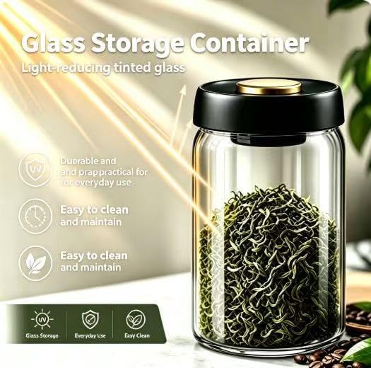 Vacuum Sealed Glass Storage Jar, 33.8oz Airtight Canister for Coffee Beans, Tea, Nuts, High Borosilicate Container - Image 6