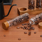 Healeved Coffee Bean Storage Tubes Set with Stand, Glass Jars - Image 4