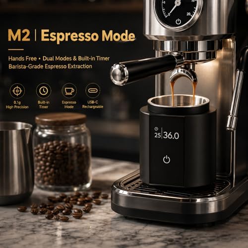 Espresso Scale with Auto Timer, 3‑in‑1 SUS304 Coffee Dosing Cup, 0.1g Precision 300g, USB‑C Rechargeable OLED Display, Portable Shot Scale for Coffee Beans & Ground Powder, Black - Image 4