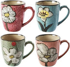 rockgoldbug Ceramics 12oz Coffee mugs set of 4,cups,Underglaze Technique by ROCKGOLDBUG