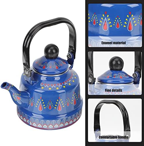 Whistling Water Kettle Enamel Teapot Tea Kettle Boil Water Kettle Stovetop Tea Brewing Kettle with Handle for Home Hotel Apartment Blue (Size : Blue), 56588 - Image 7