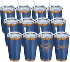 20 oz Tumbler Bulk Stainless Steel Tumblers with Lids and Straws Navy by MetalyaTumblers
