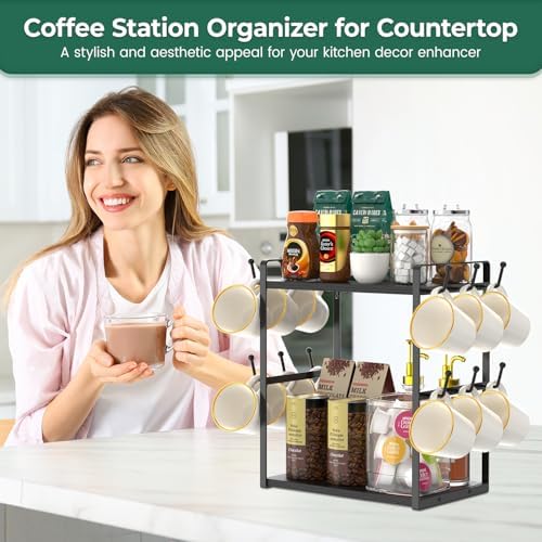 EsLuker.ly Coffee Station Bar Organizer Mug Holder Stand Countertop - Image 3