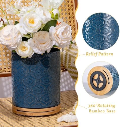 TEATALK Ceramic Canister with Airtight Lid, Cookie & Coffee Canister for Countertop, Food Storage Jar for Sugar, Tea, Matcha, Candy, Coffee Bean Container, Dark Blue, 7.7"+5.7" - Image 4