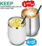 VEGOND Wine Tumblers Bulk 6 Pack, 12oz Stainless Steel Stemless Wine Glass with Lids and Straws, Double Wall Vacuum Insulated Tumbler Cup, Coffee Mug for Cold Hot Drinks - Image 4