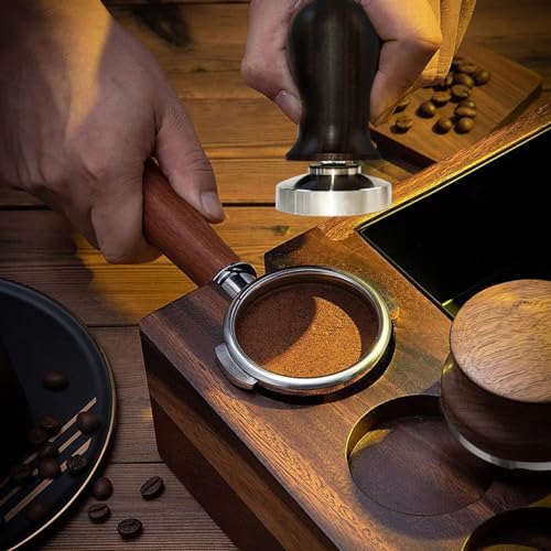 53mm Coffee Tamper – Professional Barista Accessories, Stainless Steel Base, Ergonomic Walnut Wood Handle, Calibrated Spring-Loaded Design for Espresso Lovers (Coffee Tamper, 53mm) - Image 2
