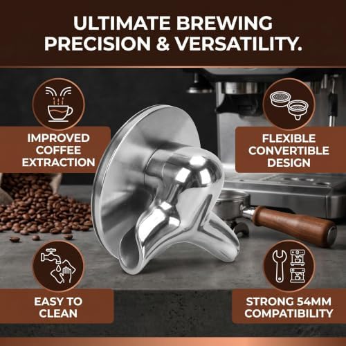 54mm Portafilter Adapter Bottomless Naked Conversion Tool Dual Spout Stainless Steel Espresso Accessories Compatible with Home Commercial Machine(Double Spout) - Image 3