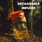 Large Travel Mug Loose Tea Infuser - Detachable Tea Strainer with Spill Proof Lid - 18oz/530ml BPA-Free Reusable Glass Travel Coffee Cup with Cork Band (Blue, 18oz) - Image 6