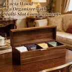 Acacia Wood Tea Bag Organizer with Compartments - Image 4