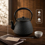 Cast Iron Teapot with Infuser, 42 oz (1250 ml) Large Japanese Tea Pot for Loose Leaf Tea, Enamel Interior, Stovetop Safe, Heat Retaining Design for Family & Friends Sharing, Black - Image 6