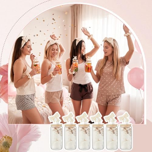 SiliFine 6 Set Cream White Bow Gifts, Spa Sleepover Slumber Party Favor - Image 4