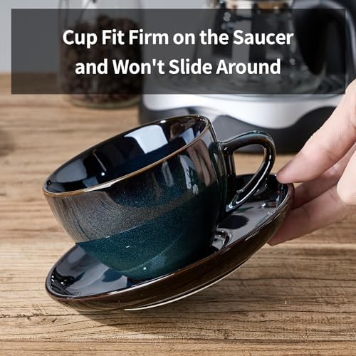 Stackable Cappuccino Cup Set of 4 [8oz] Activated Glazed Ceramic Coffee Cup - Image 5
