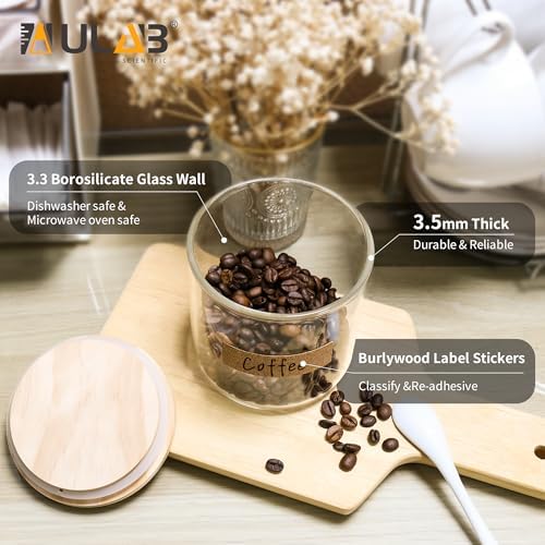 ULAB 3.5mm Thick Glass Food Container Set with Lid, 62.6 OZ Clear Storage Jar, Pack of 2, Glass Airtight Canisters set for Cookie, Pasta, Coffee Beans, USJ1005 - Image 2