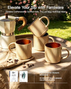 famiware Coffee Mug Set of 4, Star 12 oz Ceramic Mugs Cups Set with Handle - Image 5