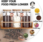 Glass Coffee Storage Container with Bamboo Shelf, 3PCS 49oz Airtight Sealed Coffee Bean Jar with Clamp Lid & Measuring Spoon, Kitchen Pantry Canister Set for Ground Coffee Sugar Tea Flour - Image 4