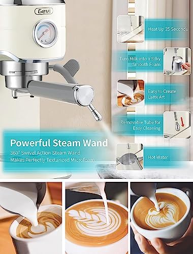 Gevi 20 Bar Espresso Coffee Machine with Burr Grinder Set | 35 Precise Grind Settings | Milk Frother for Latte Cappuccino | Professional Home Barista Kit | Gift for Coffee Lovers - Image 4