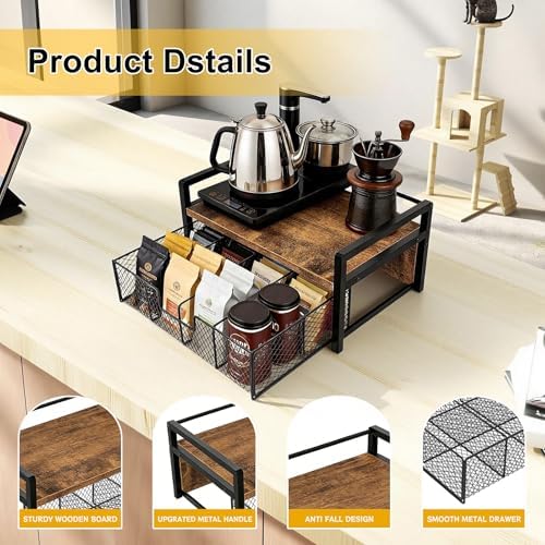 Tea Bag Organizer Wood Tea Organizer with 8 Compartments Storage Chests Tea Station Chest Display Container Box for Countertop Kitchen - Image 3