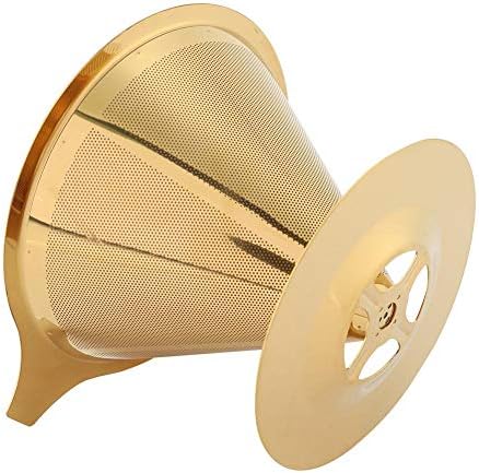 Stainless Steel Titanium Gold Pour Over Coffee Dripper with Stand and Handle - Reusable Paperless Coffee Filter - Image 6