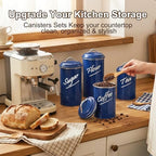 Hillbond Kitchen Canisters Sets for Countertop-Set of 4, Navy Blue - Image 4