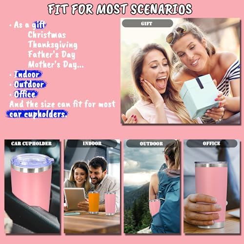 20 oz Tumbler Insulated Tumblers Stainless Steel Coffee Mug,Pink 6PCS - Image 6