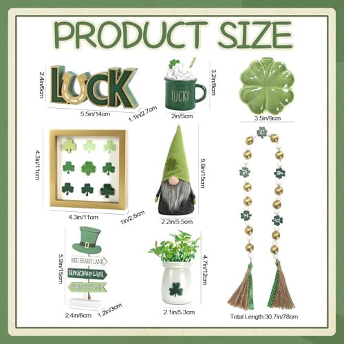 St Patrick's Day Decoration 8 PCS Saint Patty's Day Tiered Tray Decor Set - Image 5