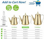 SANQIAHOME 1.6L(54oz) Stainless Steel Hammer Patterned Teapot With Removeable Infuser,Loose leaf cover,Gold - Image 5