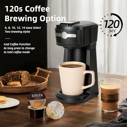 Single Serve Coffee Maker, KCup & Ground Coffee, 6-14 Oz Brew Sizes - Image 6