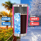 20oz Tumbler with Lid Stainless Steel Tumblers Insulated Mug Hot Pink 6P - Image 5