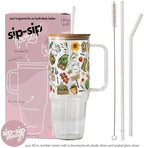 Sip-Sip Hooray! Garden Girl 40oz Glass Tumbler with Lid and Straw - Image 2