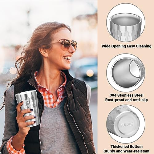 Stainless Steel Double Wall Cups, 16 oz Insulated Tumbler, 4 Pack Unbreakable Stackable Water Tumblers Insulated Metal Cup Premium Drinking Glasses for Travel Camping Home Outdoor - Image 4