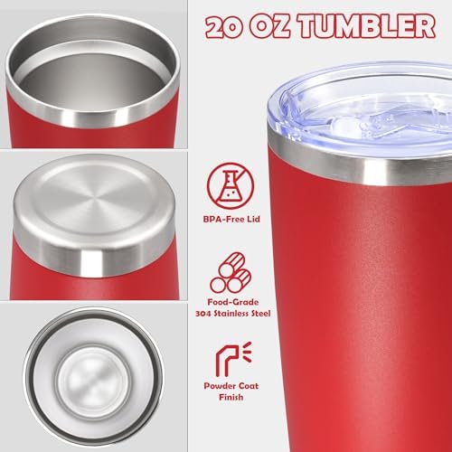 20oz Tumbler Stainless Steel Tumbler Coffee Tumbler with Lid Red, 8P - Image 3