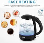 AROMA® 1.2L / 5-Cup Glass Electric Kettle with Cordless Pouring, Trigger-Release Lid, Automatic Shut-off, Black (AWK-151B) - Image 2