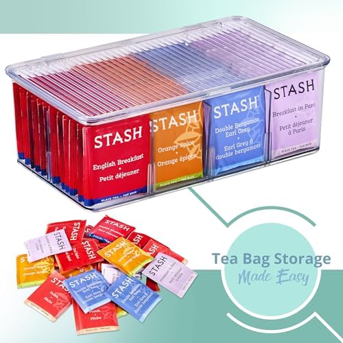 Sorbus Tea Bag Organizer, 2-Pack Clear Bins with Removable Dividers - Image 4