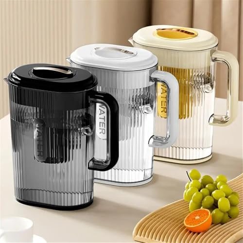 Water Pitcher Large Water Pitcher with Lid and Spout Beverage Bottle Plastic Cold Tea Containers Jug Fridge Iced Drink Kettle Water Jug(Black) - Image 2