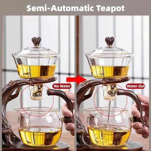 Glass Kung Fu Tea Set with Little Monk Tea Pet, Semi-Automatic Lazy Teapot with Fair Cup & 6-Piece Tea Tools, Chinese Tea Ceremony Gift Set for Adults - Image 4