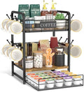 EsLuker.ly Coffee Bar Organizer Station Shelf Mug Holder, with 12 Hooks by EsLukerly