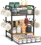 EsLuker.ly Coffee Bar Organizer Station Shelf Mug Holder, with 12 Hooks by EsLukerly
