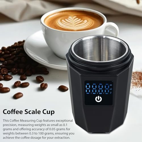 Rechargeable Coffee Scale Measuring Cup with Stainless Steel LCD Display, Precision Bean Dosing Cup Grinder Compatible for 58mm Portafilter Home Office Barista Use - Image 2