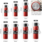 Stainless steel Vacuum Thermoses Bottle With Tea Infuser & Cup,Double Layer Insulated Coffee Bottles for Hot and Cold Drink Water Flask (Red, 1980ML) - Image 2