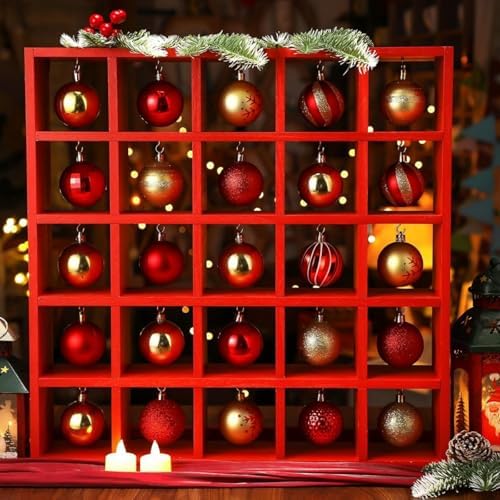 Cinnvoice Christmas Ornament Displays Rack, Red, 25 Compartment by QinYee