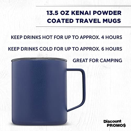 DISCOUNT PROMOS Kenai Powder Coated Travel Mugs 13.5 oz. Set of 6, Bulk Pack - Double Wall, Perfect for Coffee, Hot Cocoa, Other Hot & Cold Beverages - Blue - Image 3