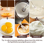 Electric Handheld Milk Frother 3-speed Stainless Steel Whisk - Image 4