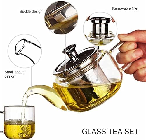 Teapot 300ML Small Glass Heat Resistant Glass Teapot Removable Infuser Filter Glass Coffee Pot Transparent Tea Boiler Tea Kettle - Image 6