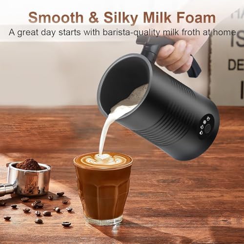 Electric Coffee Milk Frother, 11.8oz/350ml Milk Frother and Steamer with Two Whisks, One-touch Operation, Silent Foaming, Automatic Off & Easy Cleaning - Image 2