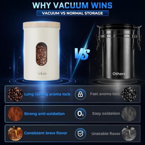 Veken Electric Vacuum Coffee Canister with Window, Auto-Seal Container,19OZ - Image 5