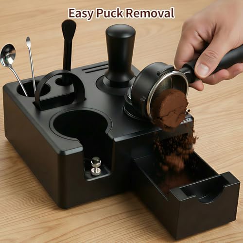 10PCS Espresso Accessories Kit - Espresso Tamping Station, Knock Box, Coffee Tamper,Distributor Leveler,WDT,Dosing Funnel,Puck Screen,Latte Sets Fits Delonghi, CASABREWS and atatix 51 mm Machines - Image 6