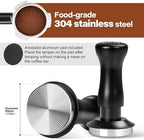 MEION Espresso Tamper 49mm Coffee Tamper, Calibrated Dual Spring Loaded Barista Tamper with Stainless Steel Base, Comes with aluminum storage pad (49MM, Black) - Image 4
